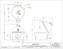 Big Green Egg Minimax dimensioned line drawing on white background.